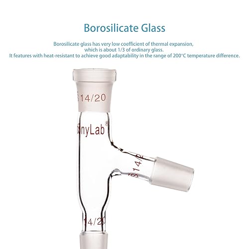 Miniatura 3 de StonyLab Adaptador de destilación de 3 vías con juntas 1420 para aparatos de destilación