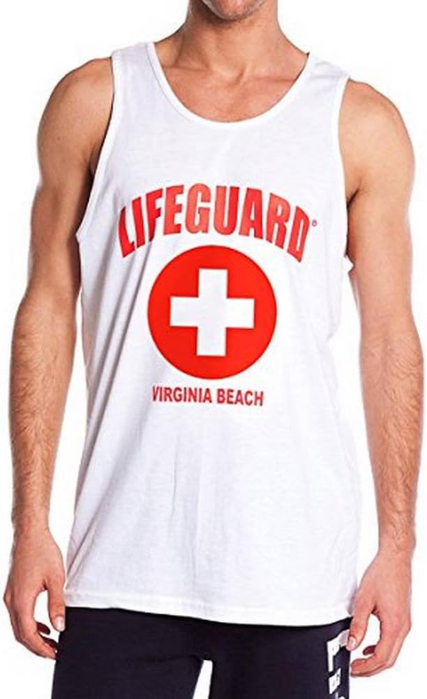 LIFEGUARD Official Licensed Mens Muscle Tank Tee Shirt Apparel Red White Blue