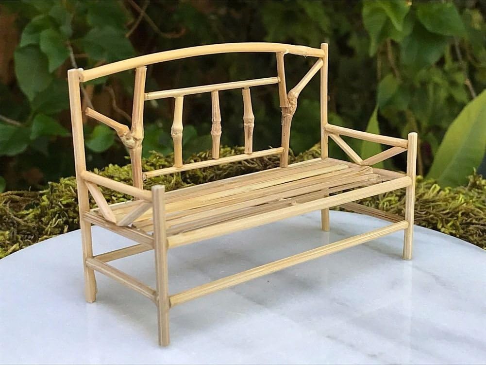 Miniature Dollhouse FAIRY GARDEN Furniture ZEN Garden Mini Bamboo Bench NEW