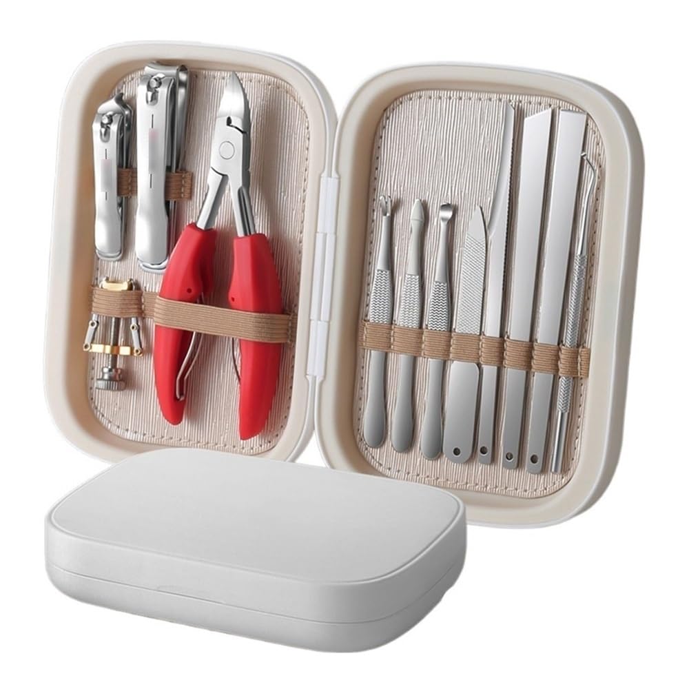 Kit de cortaúñas y cortaúñas Kit de manicura y pedicura de 12 piezas, herramientas de acero inoxidable for uñas con cortaúñas y alicates para pies, cortaúñas para pies, cortaúñas para dedos(Silver)
