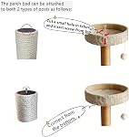SHENGOCASE Cat Tree Tower Accessoires Pièces de rechange 13.5" Haut de la plate-forme de lit Perch pour les chats, Ajouter sur le lit de remplacement de chat, Beige, M8, Panneau de particules avec tissu Velboa