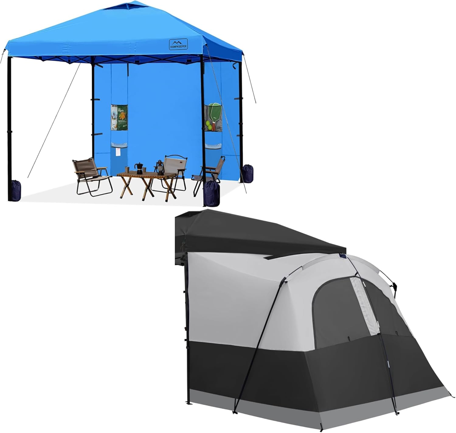KAMPKEEPER Canopy Side Tent,4-6 Person Camping Cube Tent for 10x10 Pop Up Canopies,Easy Up Gazebo with Window,Compatible with 10' Wide Canopy Tents