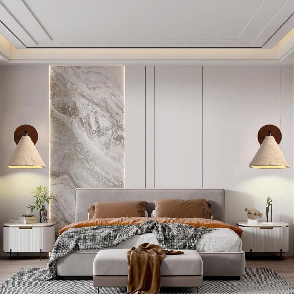 Aplique de pared travertino amarillo con tornillo, lámpara estilo industrial moderno, interior conexión cable duro, accesorios iluminación decorativos for pasillo sala estar junto a la cama