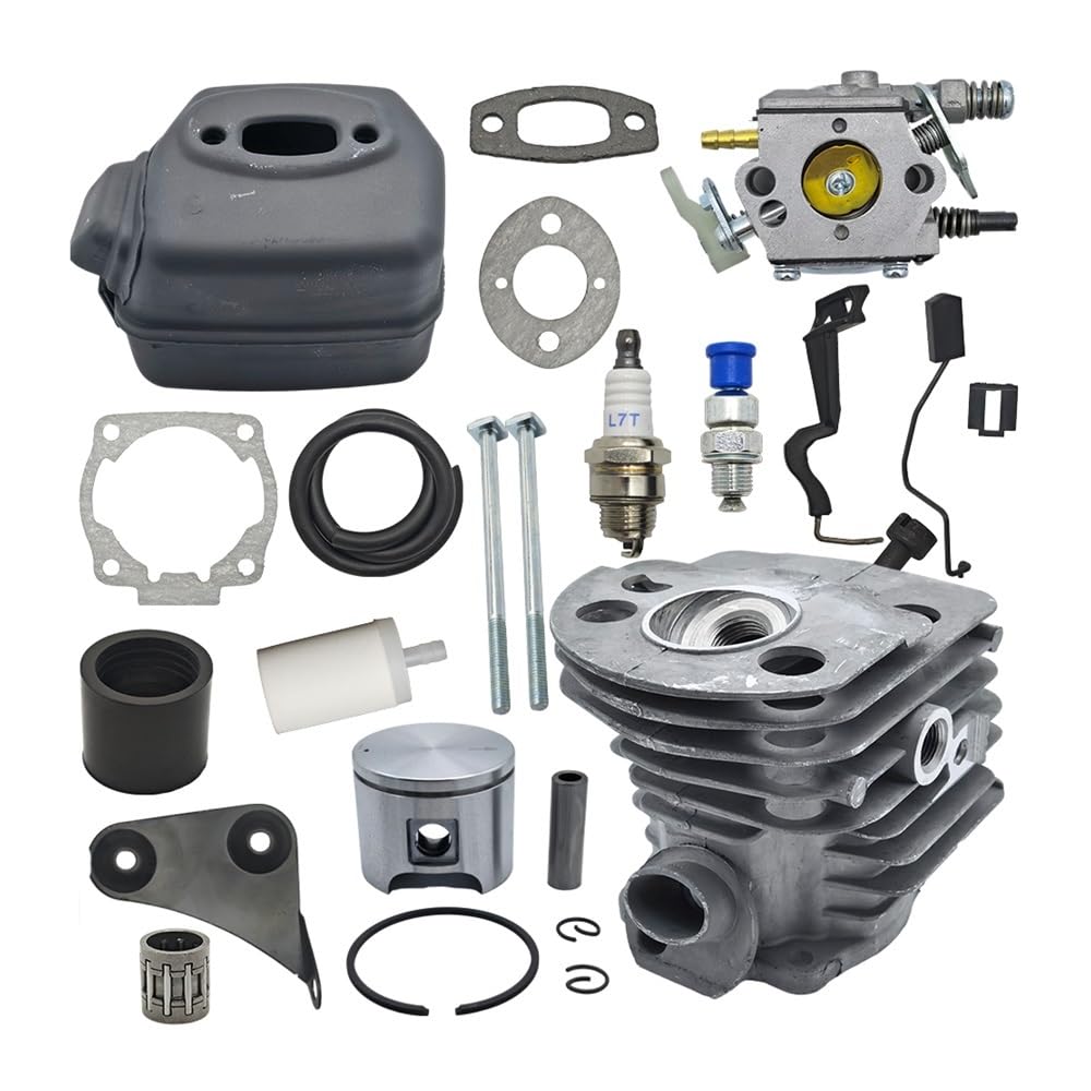 Kit cylindre 46 mm pour tronçonneuse 55 51 avec carburateur piston et silencieux