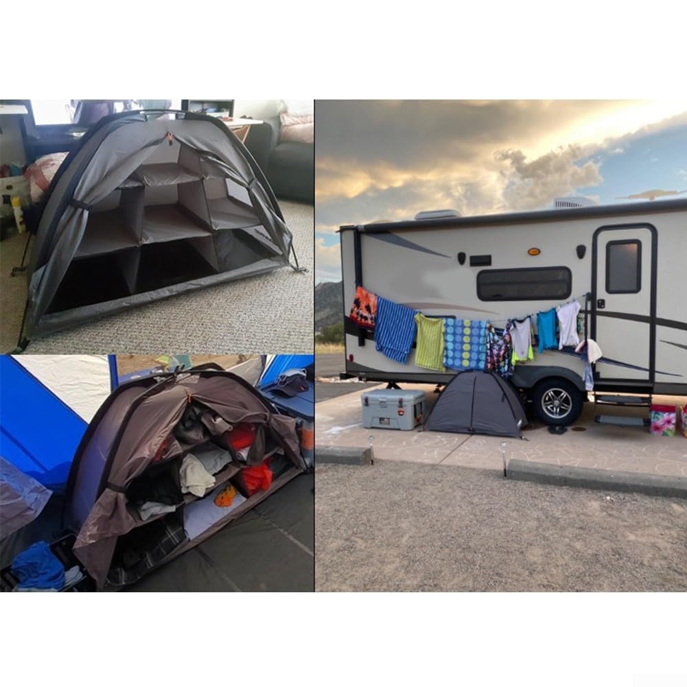 Organizer per scarpe da campeggio, 9 ripiani, appendiabiti pieghevole per camper, design pieghevole salvaspazio, tessuto Oxford resistente per tenda da campeggio