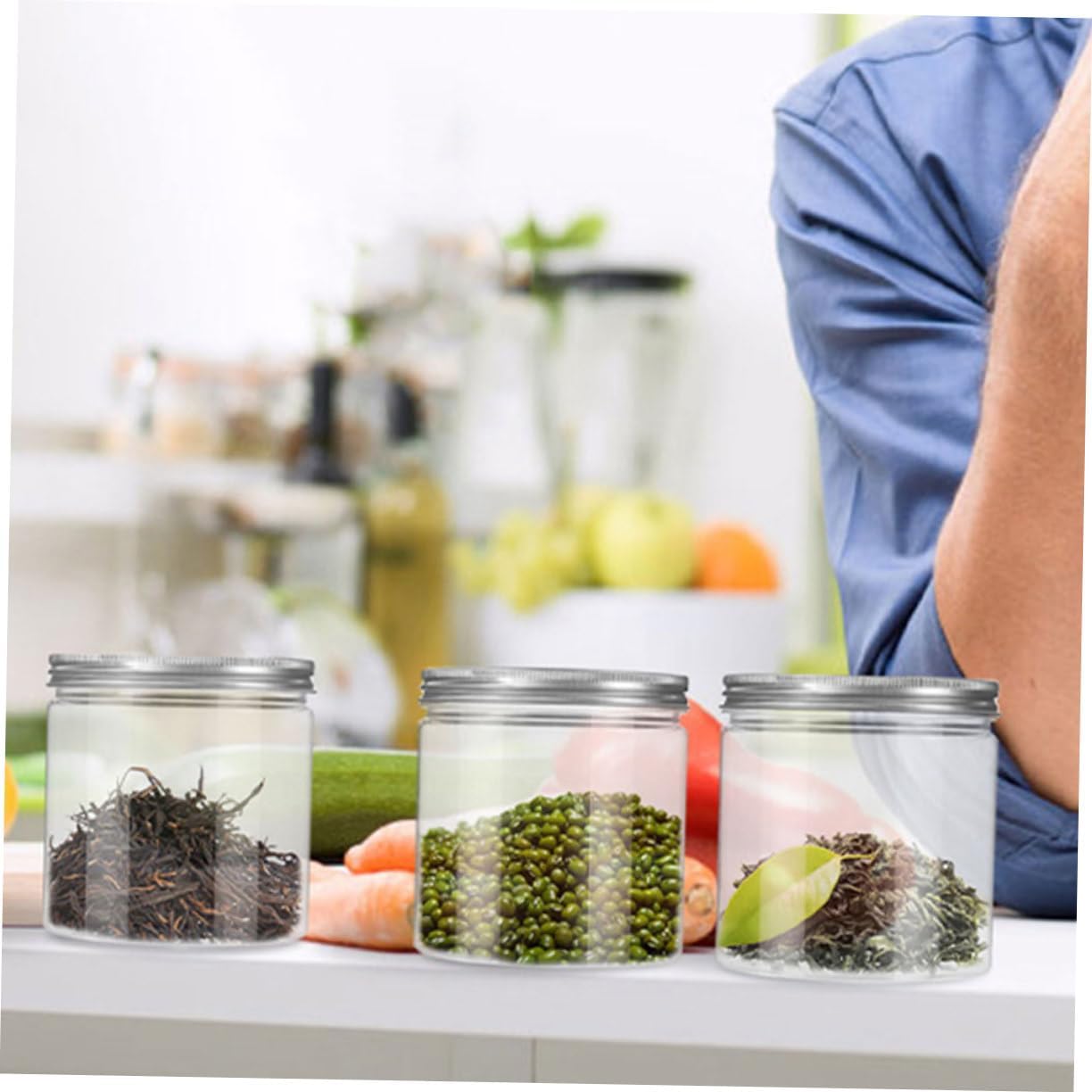 12pcs Aluminum Lid Jars Jars 12 Oz Candy Regular Mouth Decorative Candle Holder Container with Lid Small Pet Plastic Wide Mouth Food