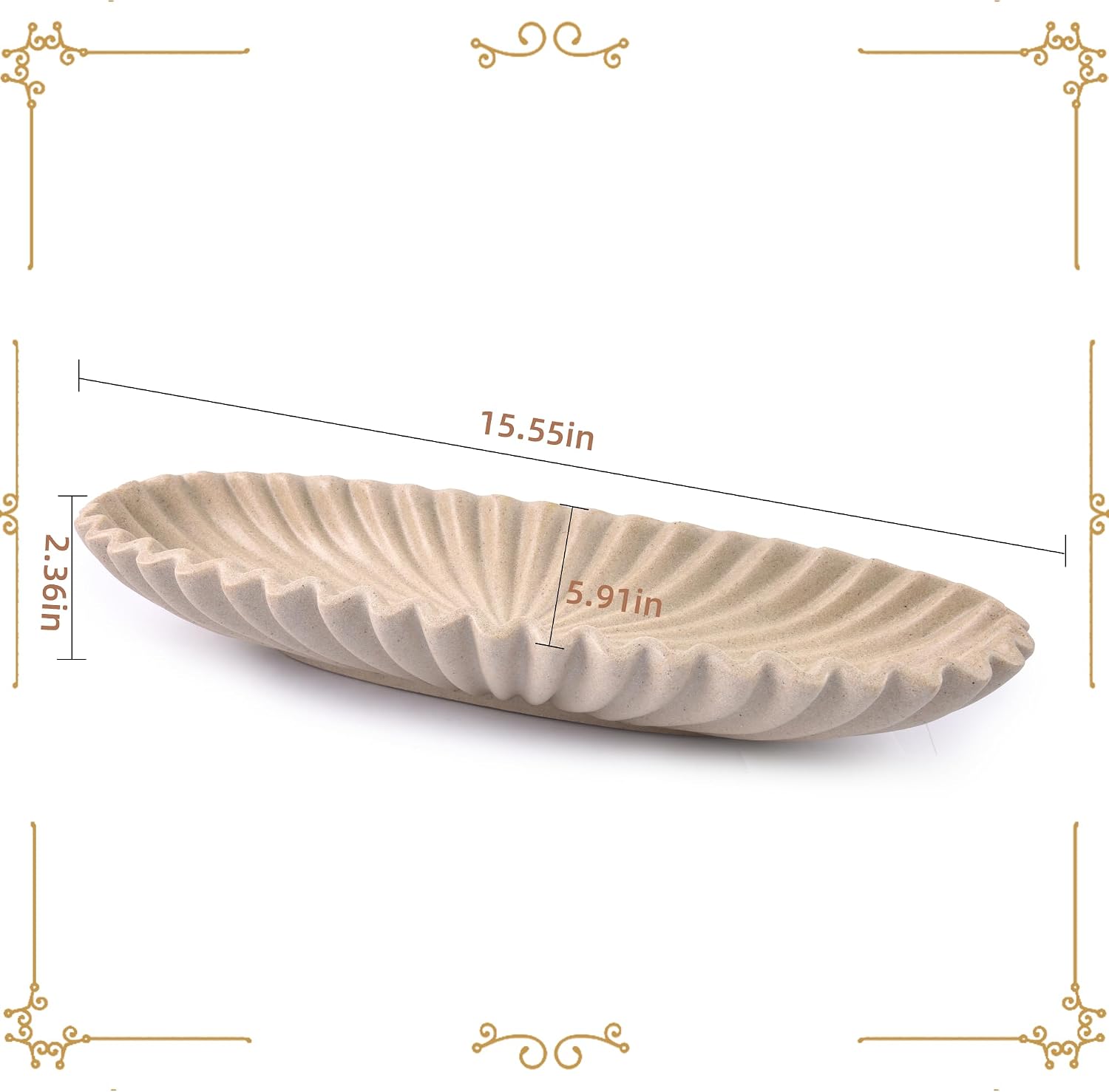 Long Ruffle Resin Decorative Bowl, Scalloped Bowl