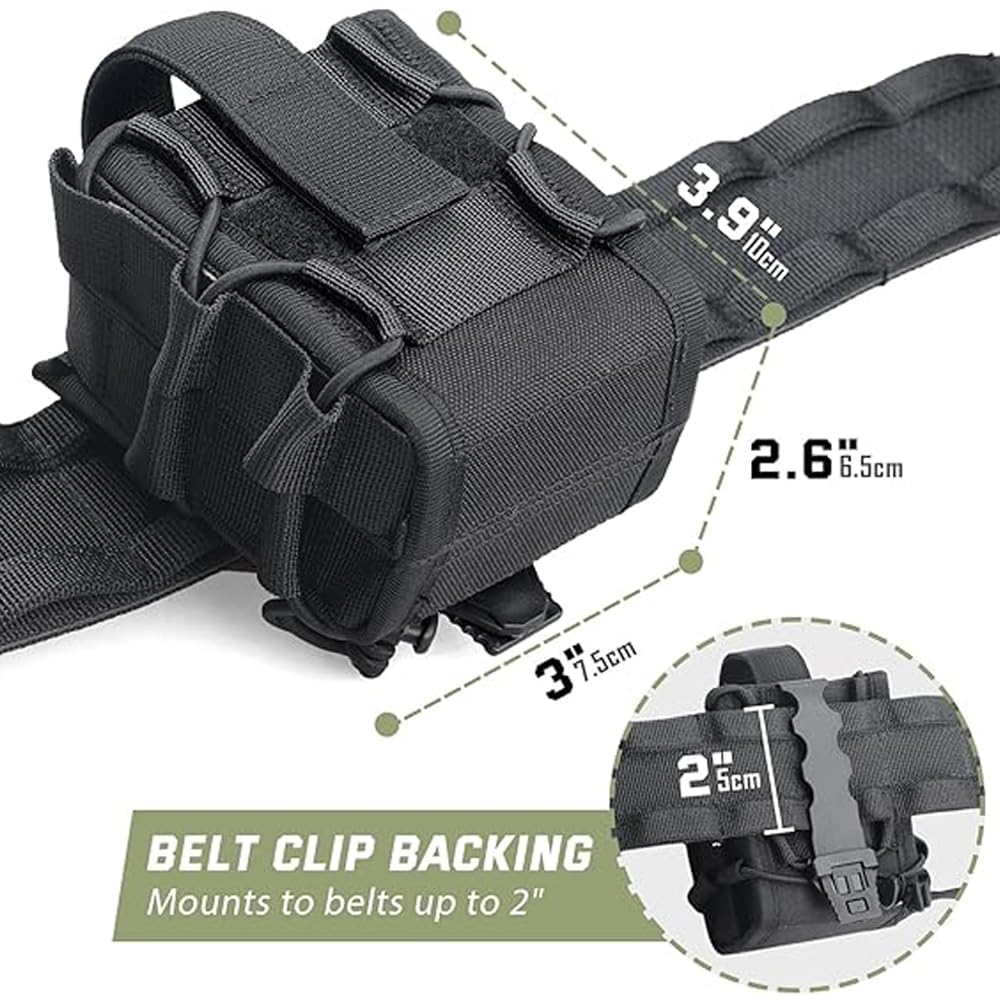 Double Handcuff Pouch,MOLLE Open Top Nylon Handcuffs Holder with Belt Loop Fit Hinged/Chain/Folding Rigid Handcuffs(not include Handcuff) - Image 2