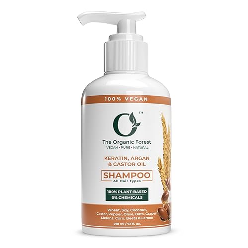 Champú de queratina sin sulfato, aceite de ricino y aceite de argán marroquí | Champú hidratante y seguro para cabello seco, graso y adelgazante |