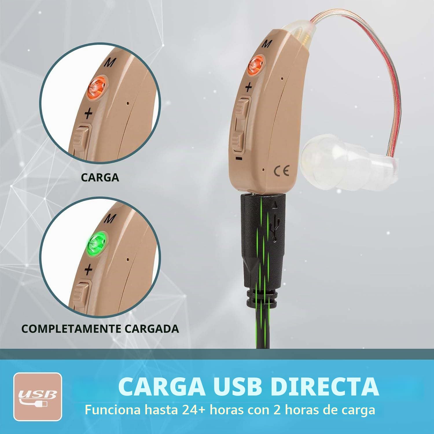 Recargable: par de dispositivos personales digitales BTE premium con 4 modos de programa Reducción de ruido y retroalimentación y carga rápida para personas mayores y adultos mayores