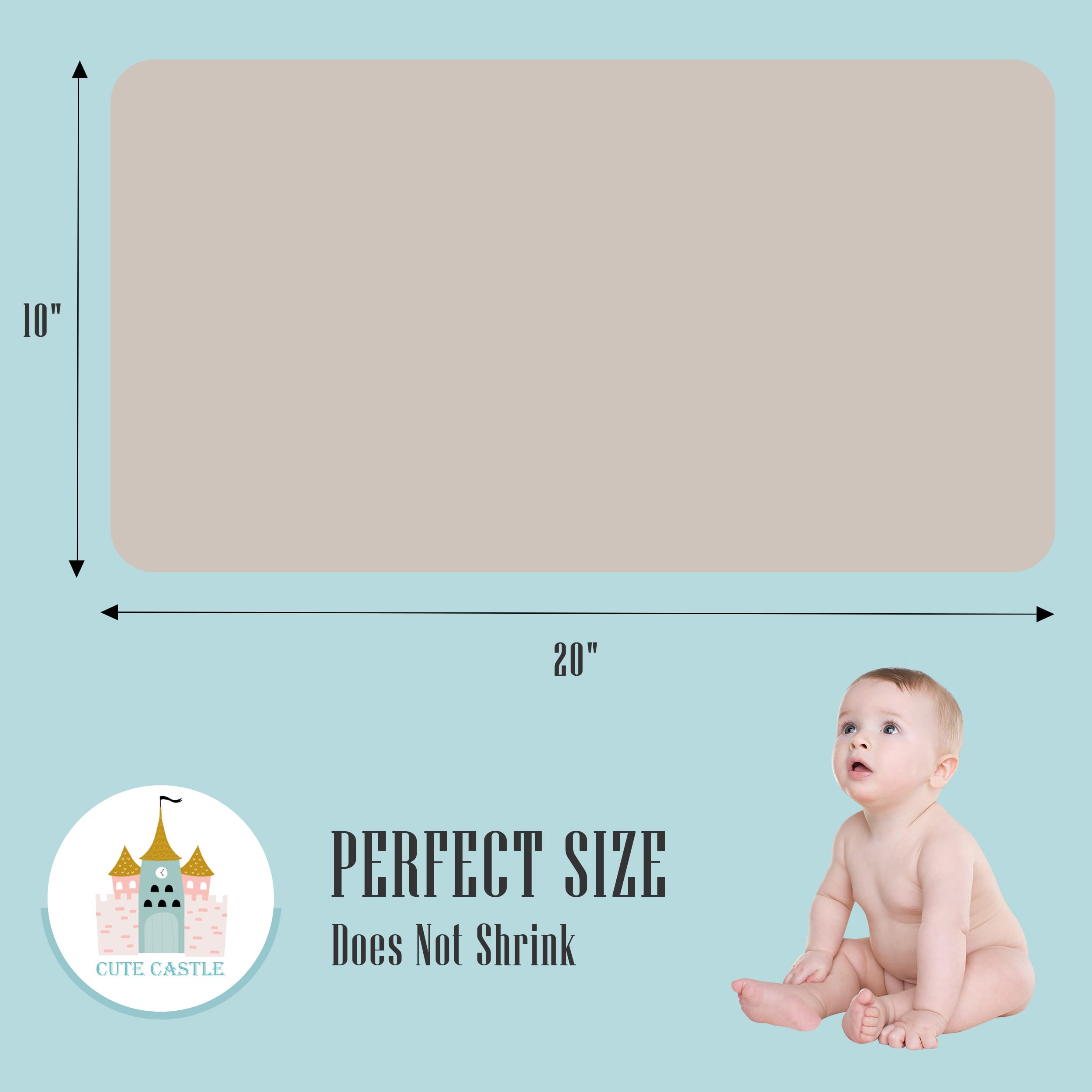 Cute Castle - Paño de eructo para bebé, ultrasuave 100% algodón, beige, 12 unidades de 20 x 10 pulgadas, multiusos