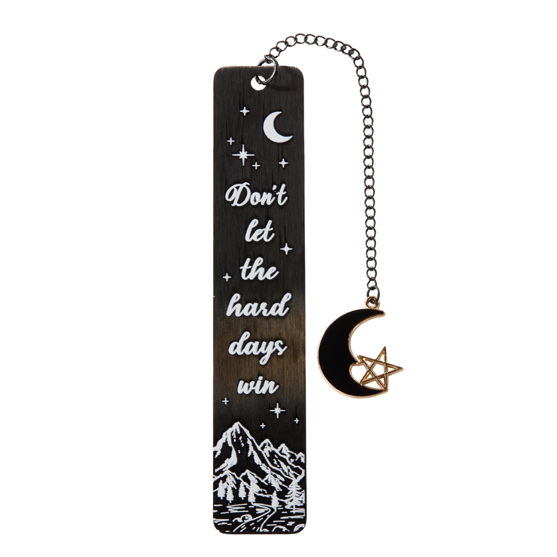 Moon Bookmark - Metal Bookmark, Book Marks for Adults, Witch Bookmarks, Stainless Steel Celestial Bookmarks, Inspirational Creative Moon Mountains Book Marks,Mystical Witch Astronomy Inspired Mark (E)