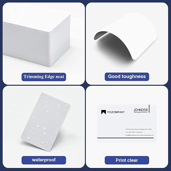 55 Premium Quality PVC Plastic ID White Blank Cards, 30 mil 0.76mm Thickness CR80 (Credit Card Size) for Zebra ID Printers, Compatible With All Plastic Card Printers