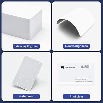 55 Premium Quality PVC Plastic ID White Blank Cards, 30 mil 0.76mm Thickness CR80 (Credit Card Size) for Zebra ID Printers, Compatible With All Plastic Card Printers