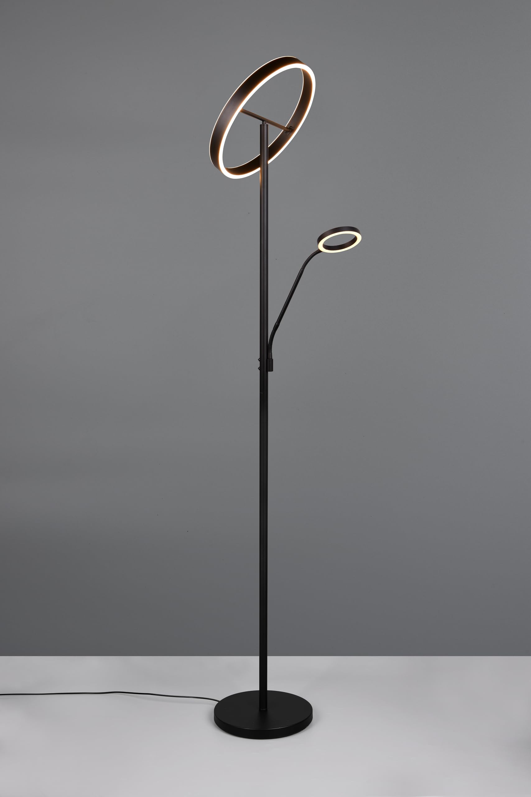 Trio Leuchten LED Stehleuchte Willis 449510232, Metall Schwarz matt, 39 + 5.5 Watt LED, Lichtfarbe einstellbar, dimmbar