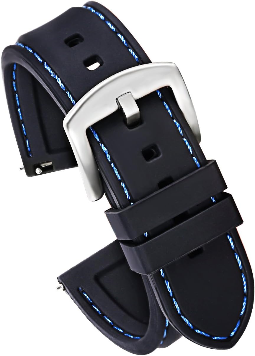 Carty Quick Release Watch Straps (20mm or 22mm) - Soft Silicone Rubber Replacement Watch Band
