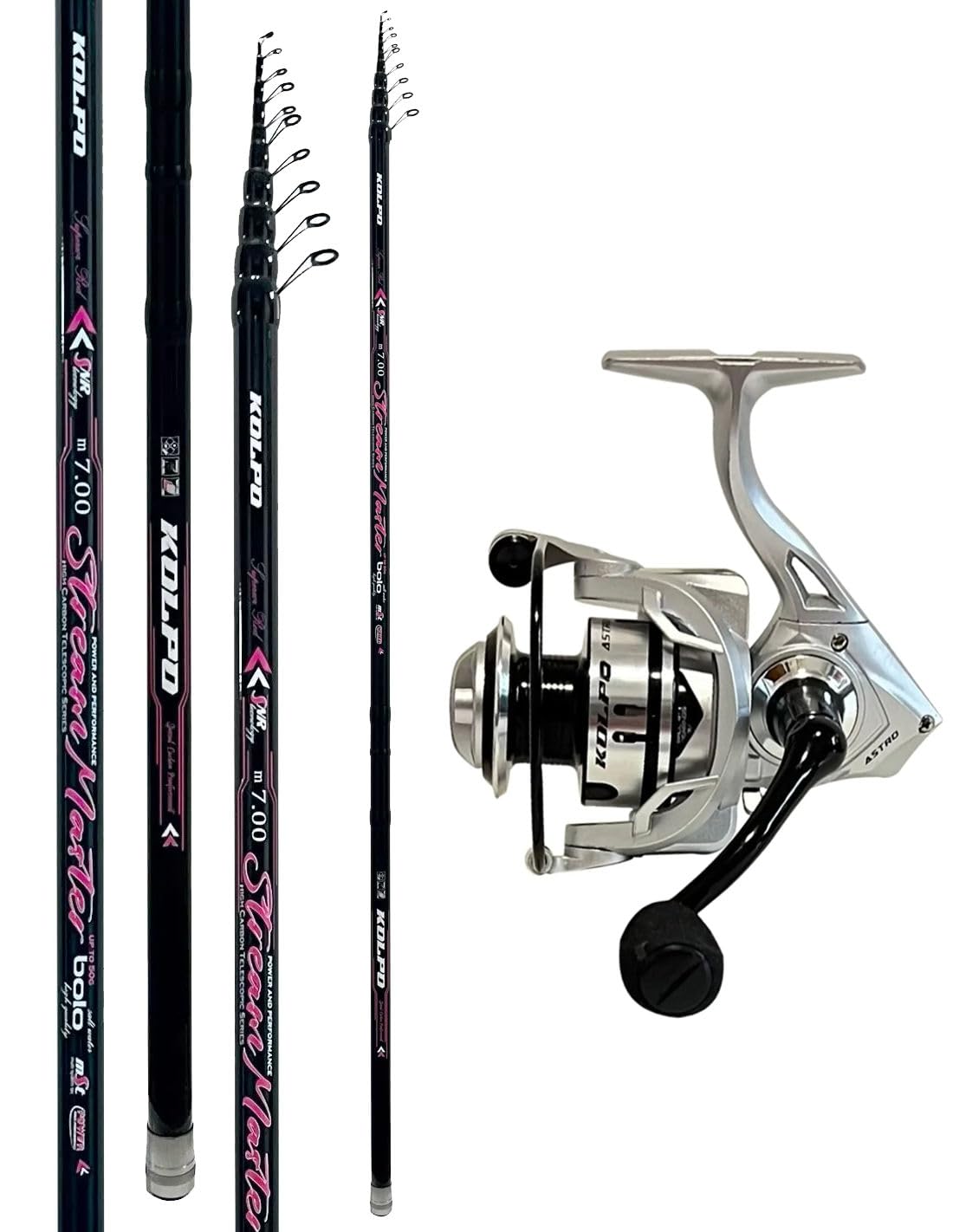 Kolpo kit da pesca bolognese 7 mt con mulinello frizione anteriore