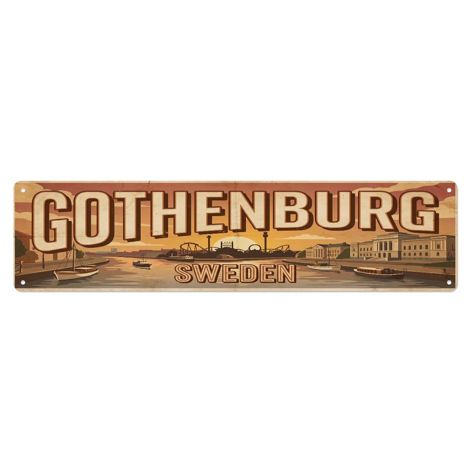 Retro Travel Sweden Gothenburg Metal Tin Sign