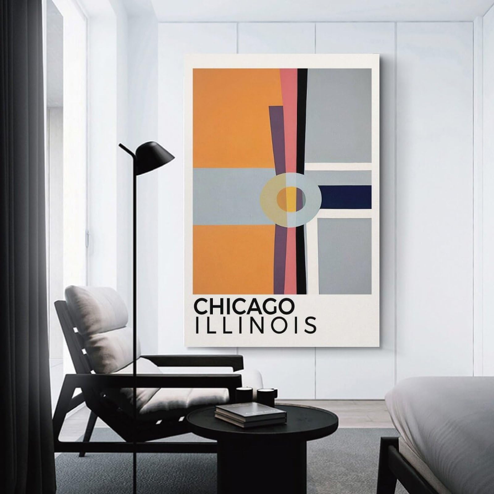 Junmoney Chicago Illinois Canvas Wall Art, 24x36inch(60x90cm), for Entrance Walls, Hall Decor Or Foyers, Wall Decor to Refresh Empty Corners