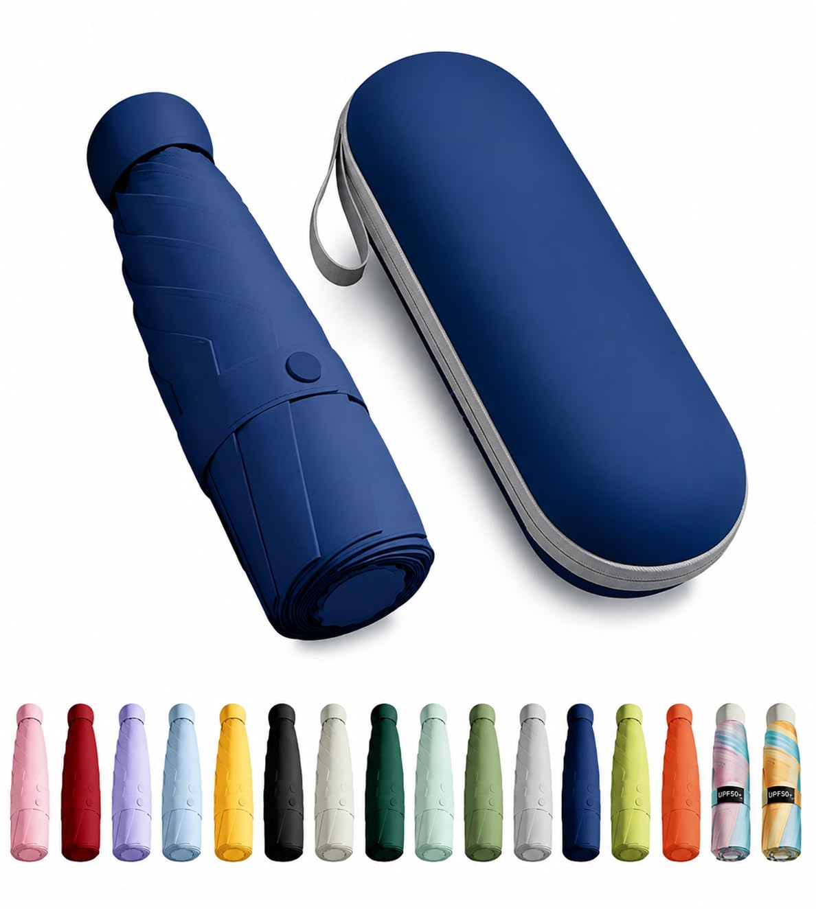 UV Travel Mini Folding Ultra Compact Pastel Umbrella with Waterproof Case, 6 Ribs Lightweight Portable Pocket Umbrella, Sun Heat Protection & Rainproof Small (Multi Color)-image-48