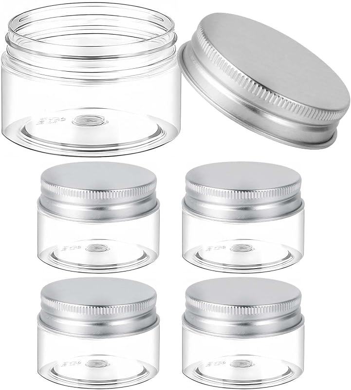 SenseYo Pacote com 5 frascos de plástico para viagem com tampas de alumínio, 30 mL, transparentes, Silver