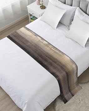 Ombre Brown Bed Runner Scarf Cal King Size,Modern Abstract Watercolor Terracotta Art Luxury Bed Throw Runners & Scarves for Twin Full Queen King Foot of Bed Bedroom Hotel Wedding Decoration,102"x20"
