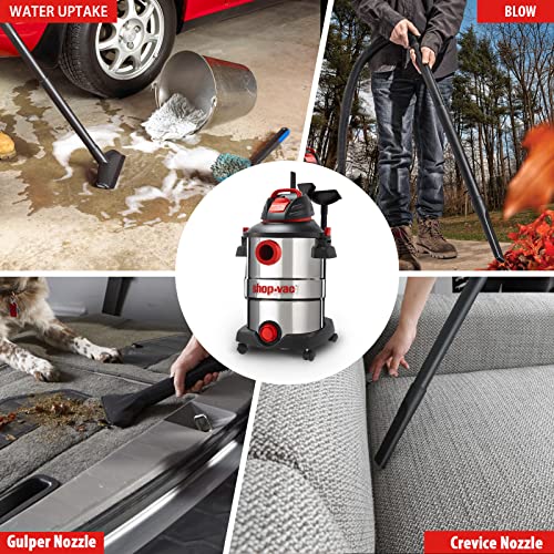 Shop-Vac 12 Gallon 6.0 Peak Hp Wet/Dry Vacuum, Stainless Steel Tank, 3 In 1 Function Portable Shop Vacuum With Attachments, Drain Port, Ideal For Jobsite, Garage & Workshop. 5926211 #TOP5