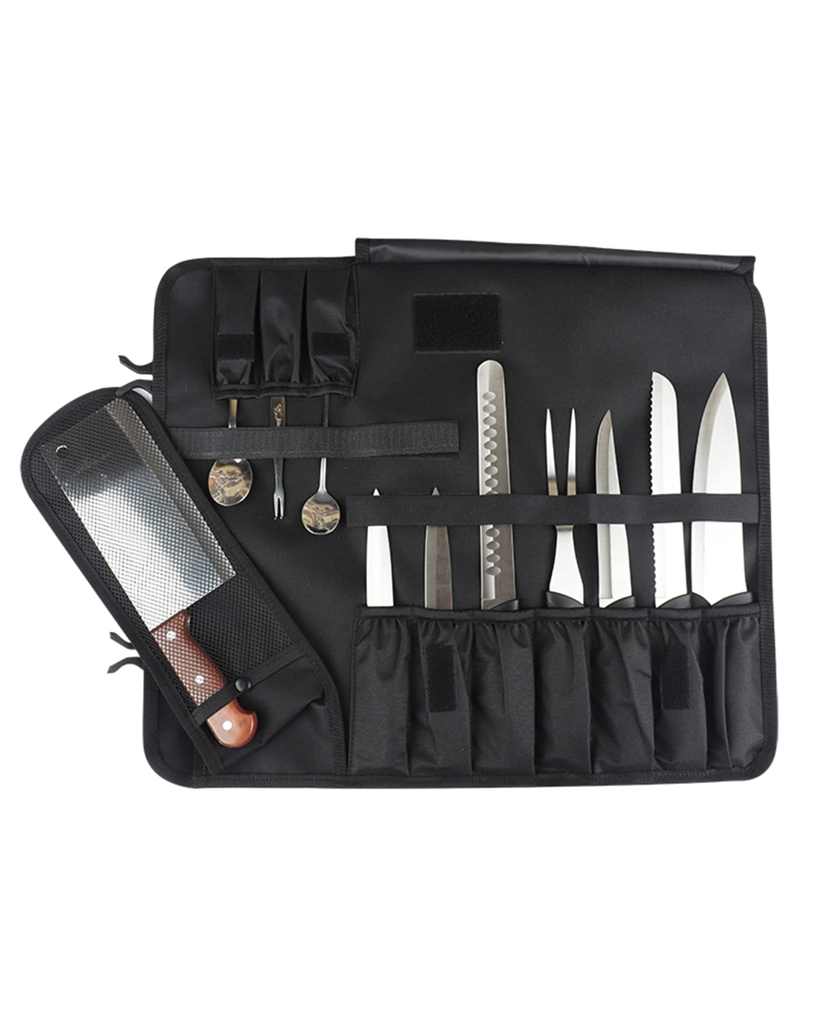 Chef Knife Bag(8+ Slots) Roll Up Knife Bag Pouch for Kitchen Utility Tool and Travel Storage (Grey, Pouch Only)