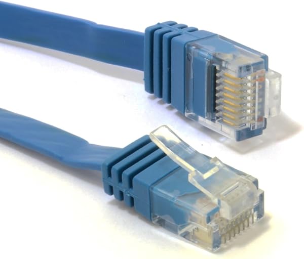 Flat CAT6 Ethernet LAN Patch Cable Low Profile Gigabit RJ45 3m Blue [3m/3m] - 4