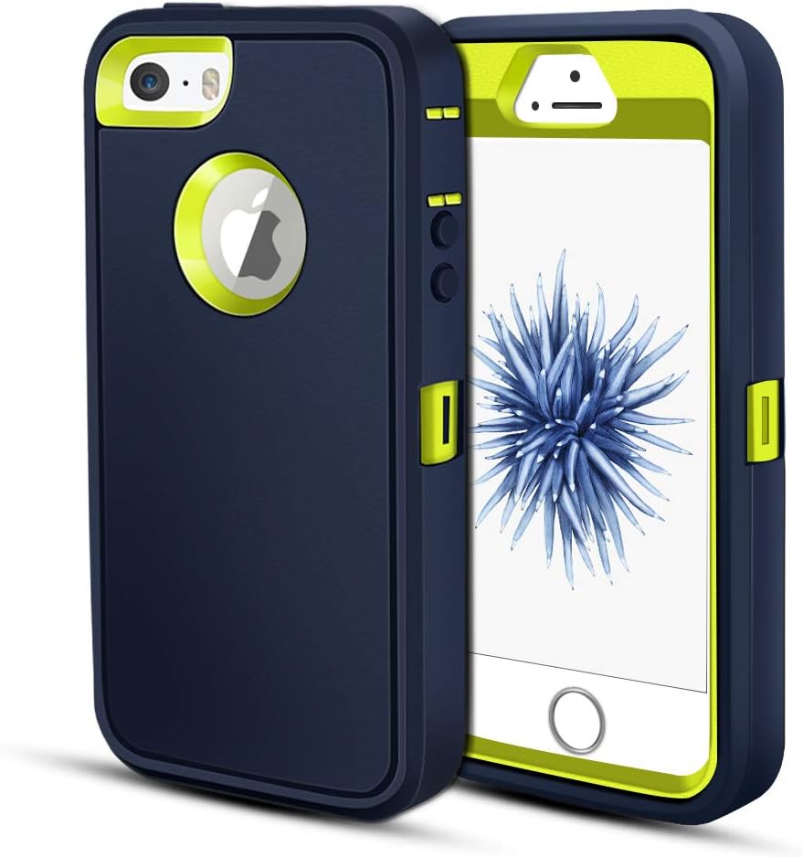iPhone 5S Case, Jiunai Protective Dual Layer Shockproof Anti Scratch Outdoor Sports Tough Strong Drop Protection Armor Hybrid Soft TPU Bumper Cover Case for iPhone 5S 5 SE [NOT SE 2020] Blue