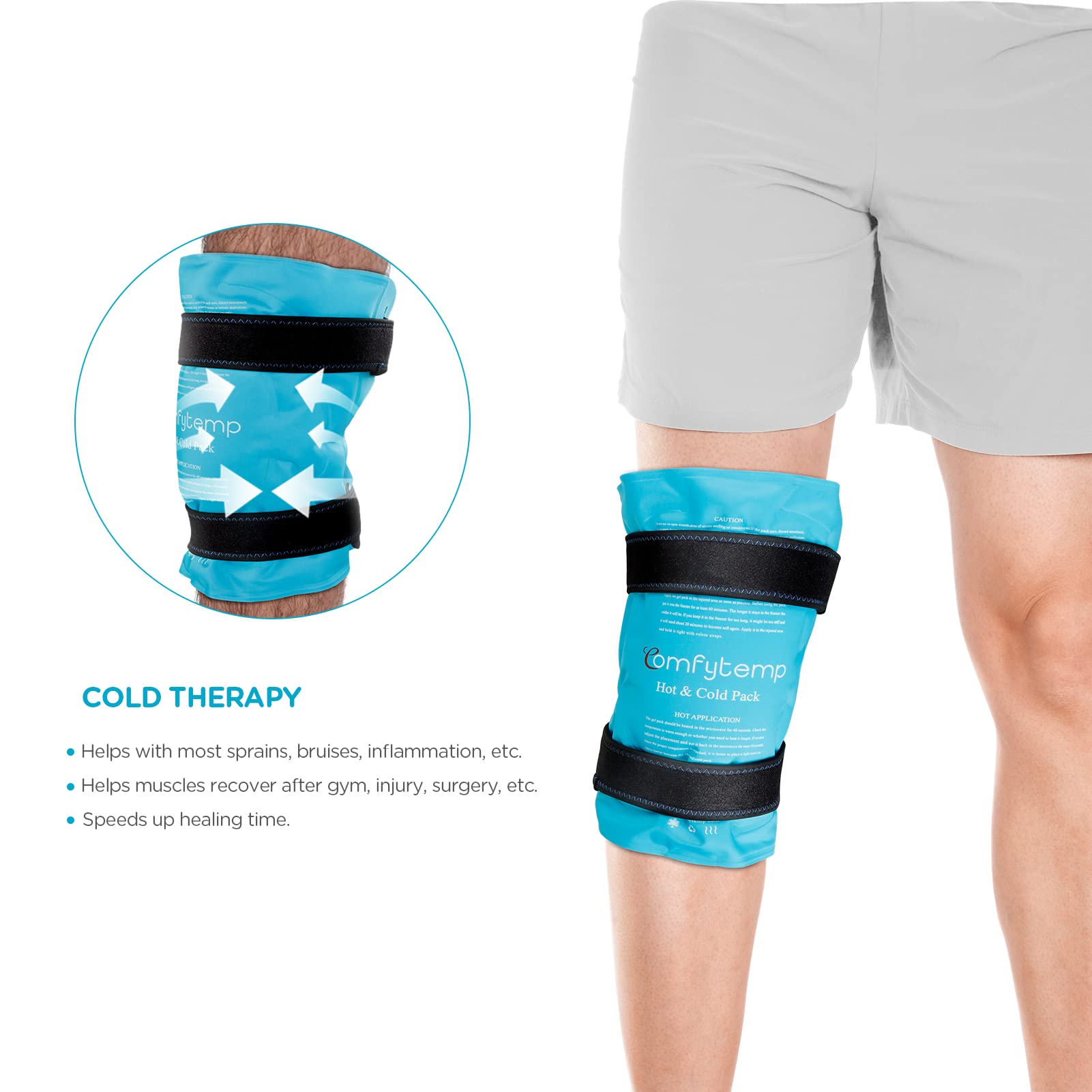 Knee Ice Pack Wrap, Comfytemp Reusable Gel Ice Pack for Knee Pain