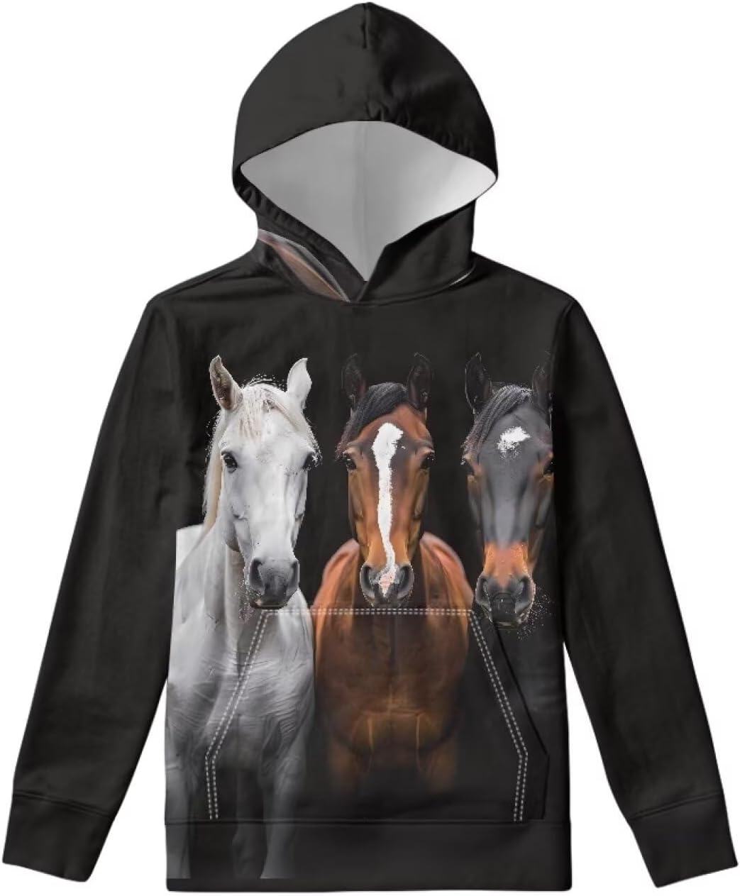 Cozeyat Long Sleeves Hooded Hoodies with Pocket,Size S-XL Pull On Pullover for Teens Kids