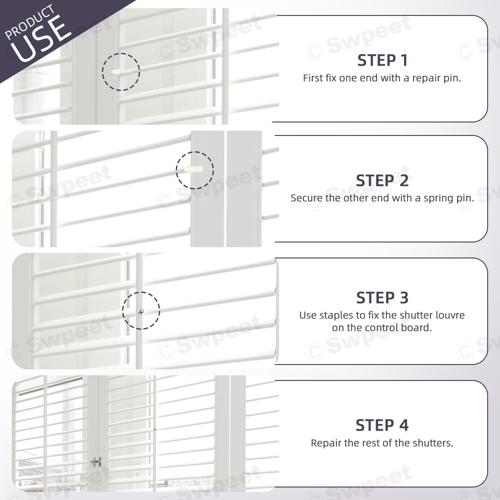 120 Pcs Plantation Shutter Repair Kit, Plantation Shutter Pins, Plantation Shutter Repair Parts