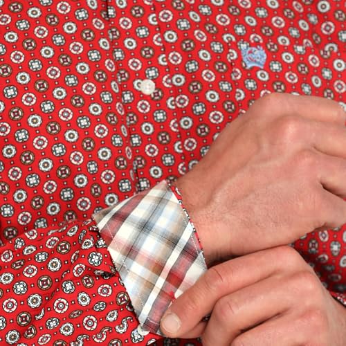 Cinch Men's Red Print Long Sleeve Button Shirt4