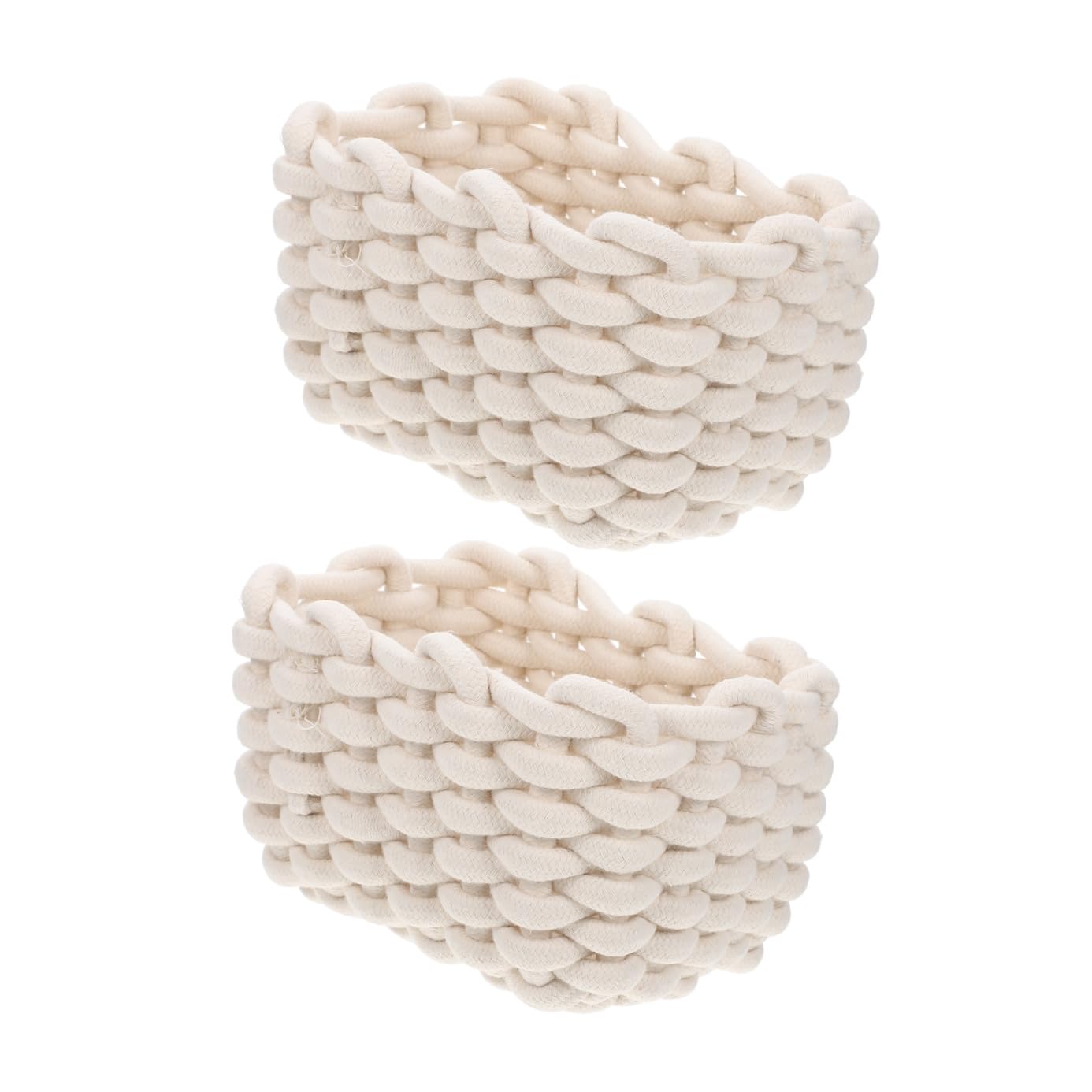 Panier de rangement corde coton x2 blanc pour trier le bureau sans encombrement
