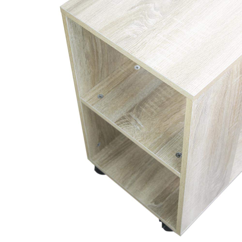 BAKAJI Bibliothèque Basse étagère à 5 étagères avec Roues en Bois mélaminé, Table latérale pour canapé, Design Moderne, pour Salon, Maison ou Bureau (Beige)