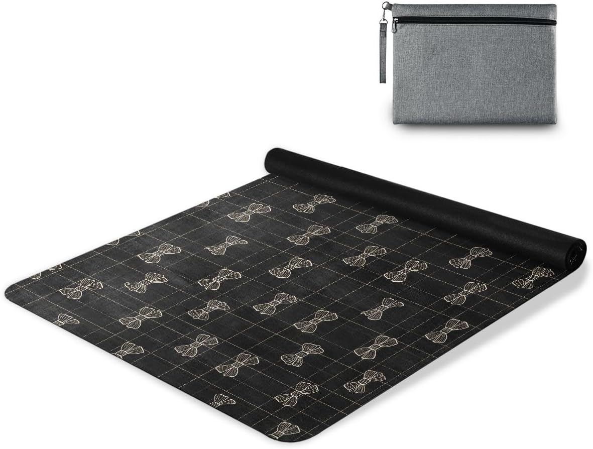 ALAZA Bow Grid Background Yoga Mat Non Slip Fitness Exercise Mat, Workout Mat for Yoga, Pilates and Floor Exercises