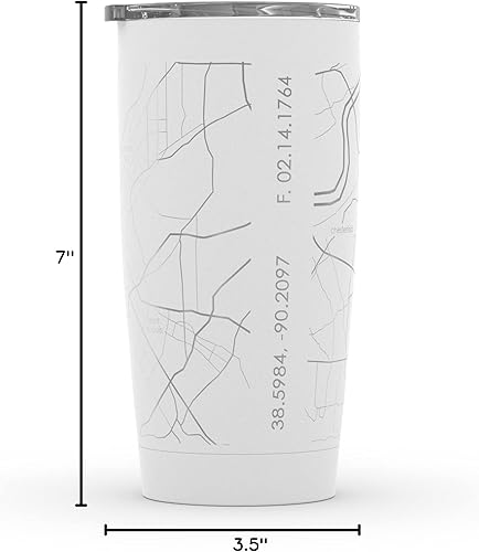 Vista 262 de Well Told Vaso de café aislado con diseño de mapa de Nueva York grabado, taza de acero inoxidable grabada (20 onzas, negro) con aislamiento de mapa