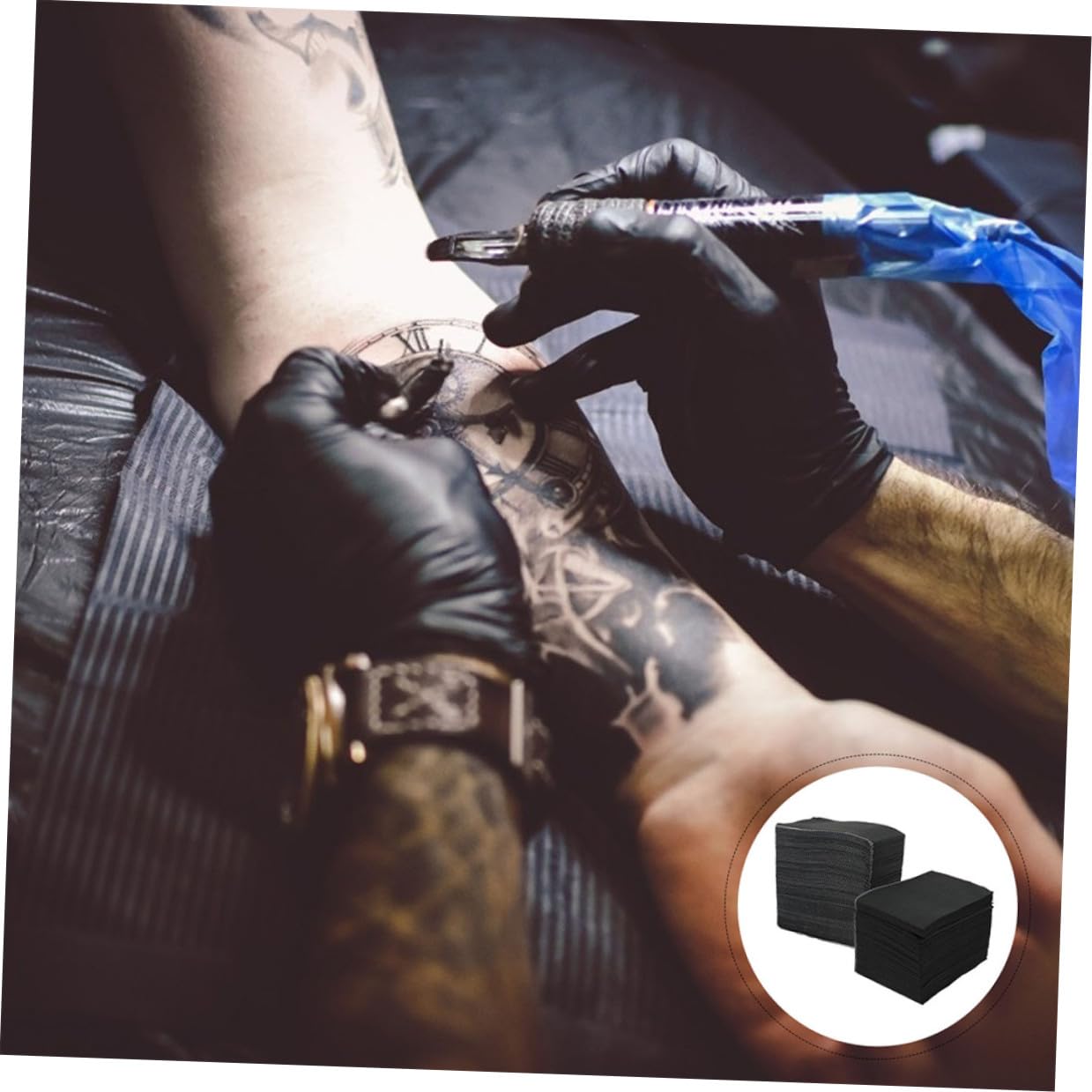 VILLCASE Tovaglia Monouso per Manicure in Carta Nera, Assorbente Polvere e Acqua, Morbida e Inodore, 125 Pezzi per Uso Professionale in Casa e Ufficio