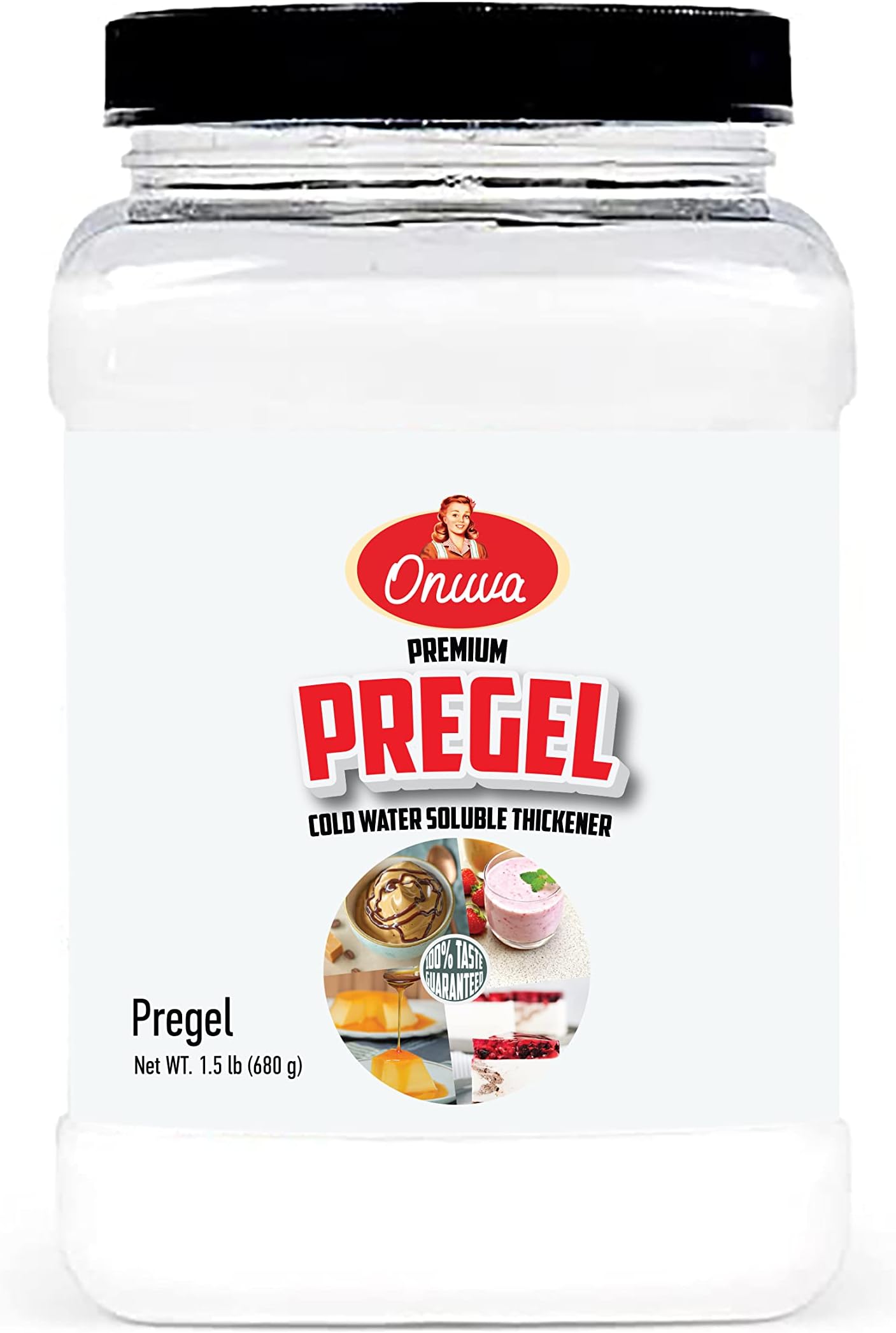 Pregel by Onuva,Instant Clear Jel 1.5lb (680g),Cold Water Soluble Thickener,100% Vegan No Gelatin, thickening, texturing and stabilizing agent in cream fillings