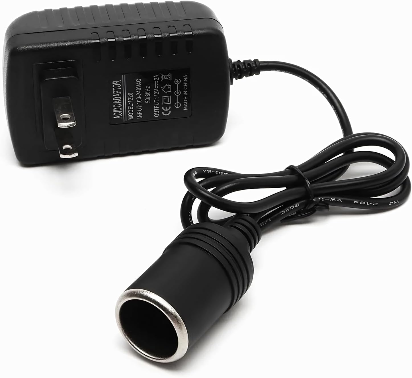 AC to DC Converter, 100-240V AC to 12V 2A DC 24W Cigarette Lighter Switching Transformer, Wall Plug Converter Power Supply Adapter for Air Compressor & Car Refrigerator