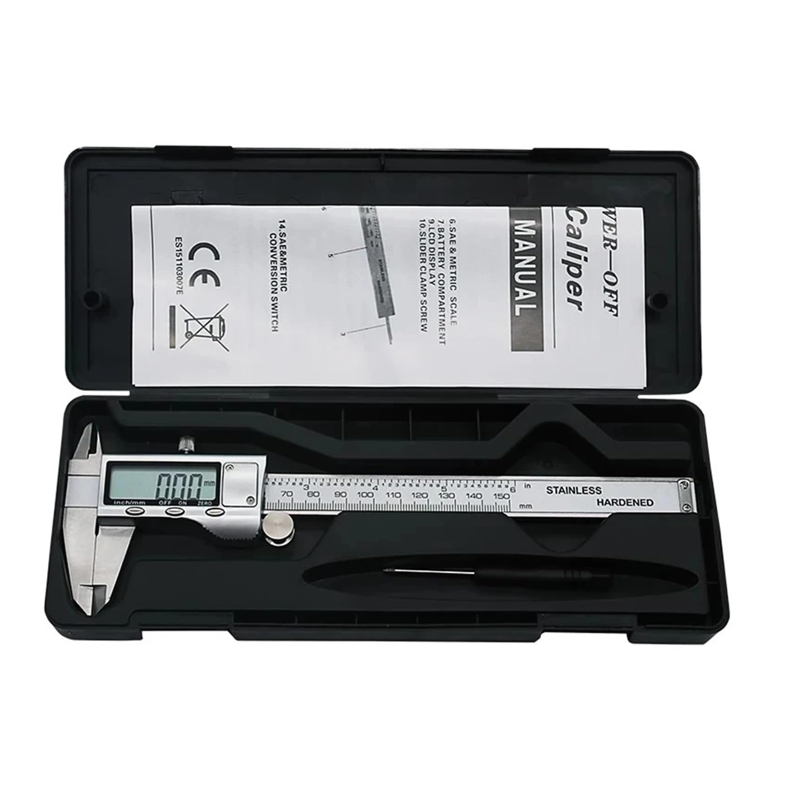 Suwmiarka cyfrowa 6-calowa 150 mm ze stali nierdzewnej Elektroniczna suwmiarka cyfrowa Metalowy mikrometr pomiarowy (pomarańczowy)