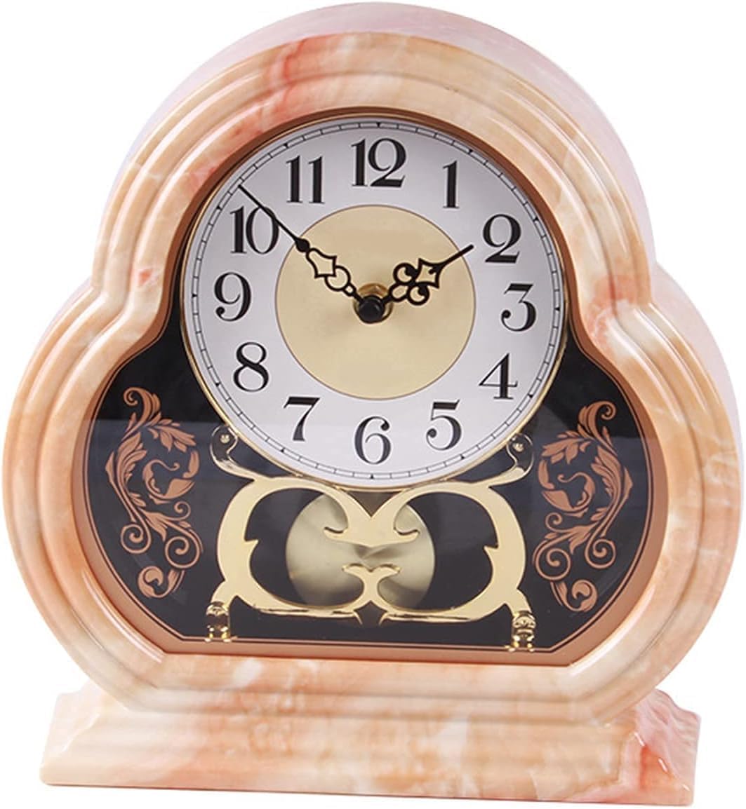 Mantel Clock Table Bedside Desk Quartz Battery Operated Arabic Numerals Easy to Read,