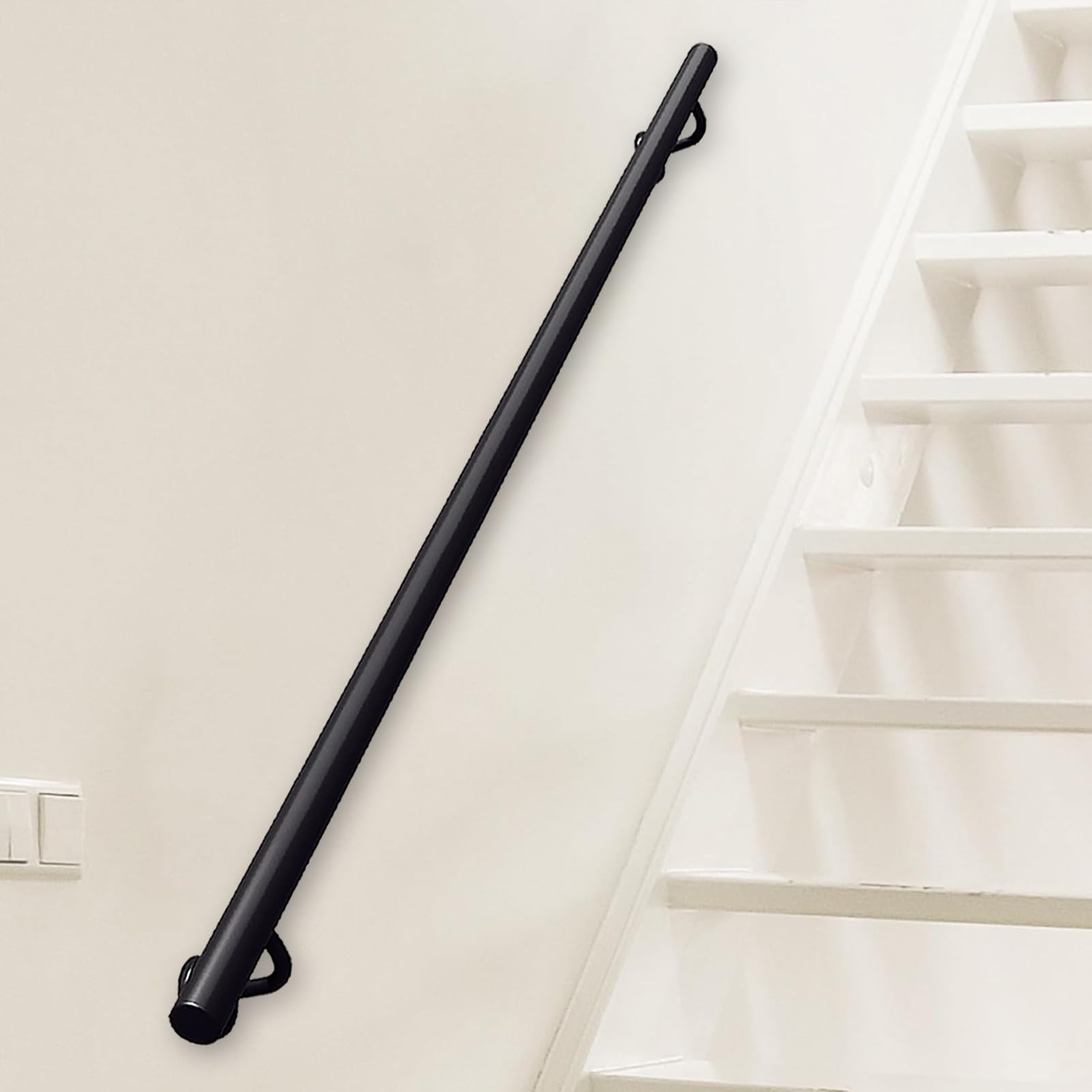 Rampe d'escalier Moderne en Fer forgé, Barre d'appui pour intérieur et extérieur, 1m 1.5m 2m 2.5m 3m Rail de Support des Rails Non glissés - Kit Complet(240cm)