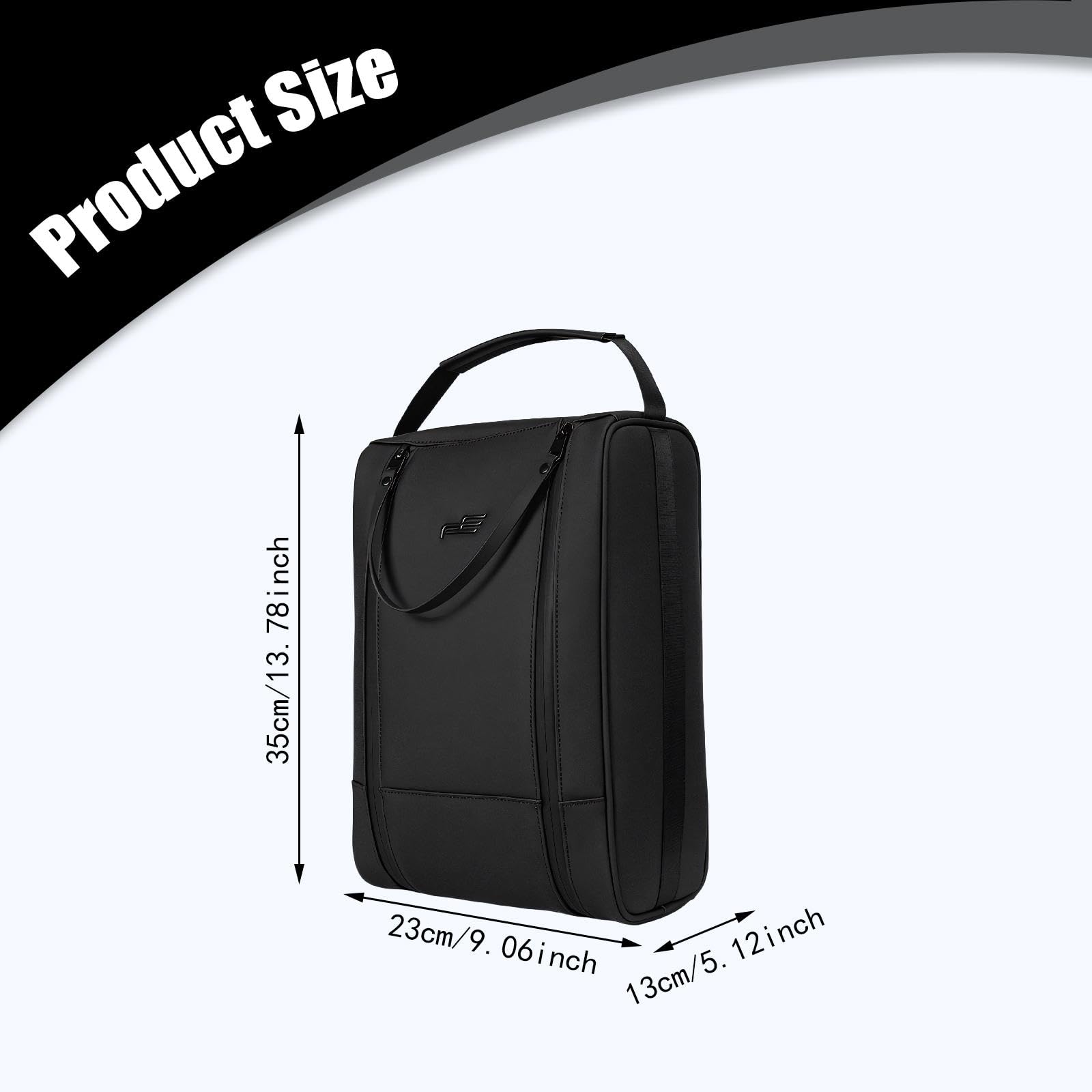 kowaku Sac à Chaussures de Golf pour Hommes Femmes avec Fermeture Éclair et Poignée Rangement Portable en Cuir PU Organisateur de Adapté Au Transport
