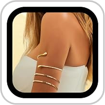 2Pcs Gold Arm Cuff Bracelet Set for Women - Stylish Arm Piece Jewelry, Adjustable Upper Arm Bands & Bangles