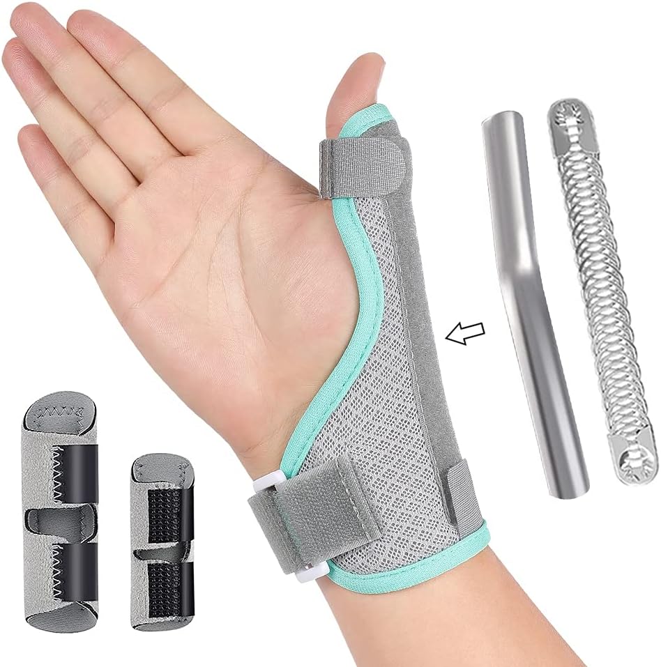 Thumb Splint Brace + 2 Trigger Finger Splint, Reversible Thumb & Wrist Stabilizer and Finger Brace for Straightening, Pain Relief, Arthritis, Tendonitis, Sprained and Carpal Tunnel Supporting