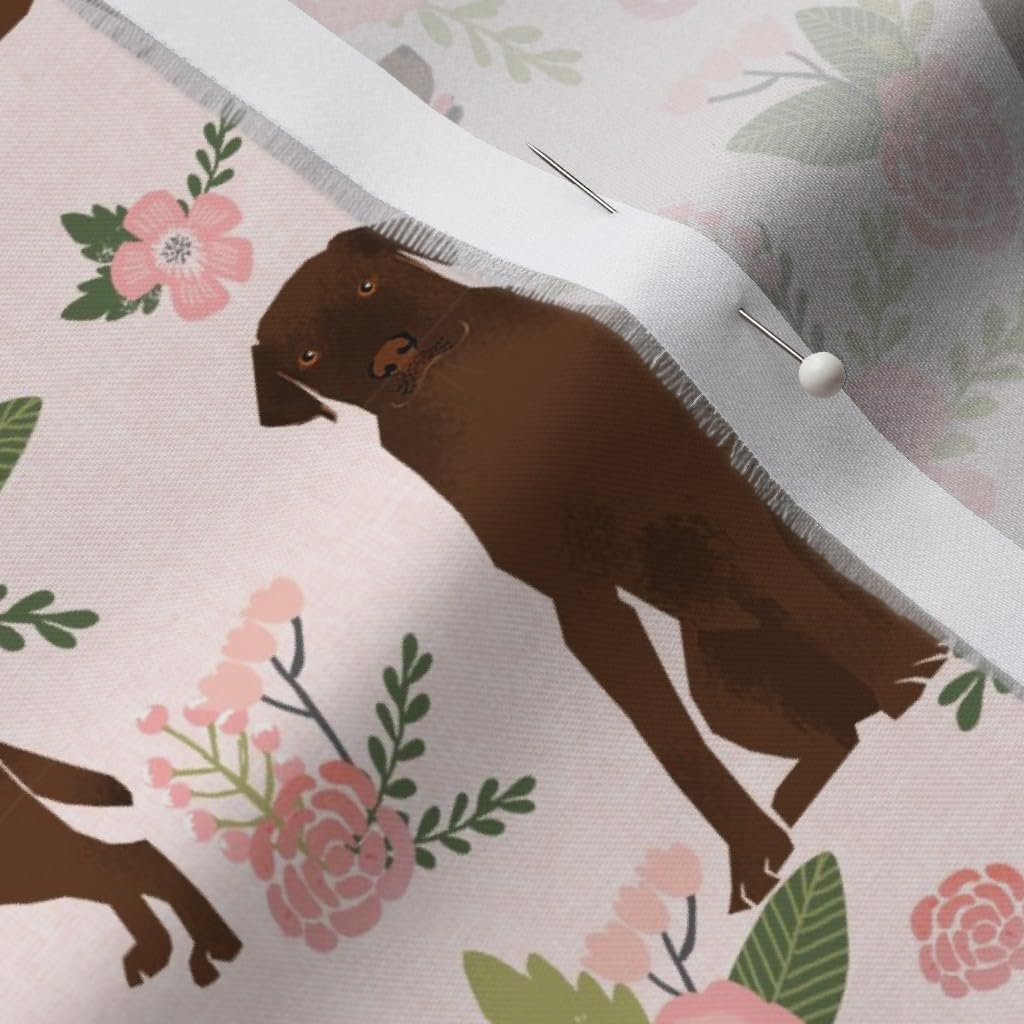 Spoonflower Fabric - Labrador Retriever Chocolate Lab Pet Quilt Floral Coordinates Dog Dogs Printed on Organic Cotton Sateen Fabric by The Yard - Sewing Quilting Apparel Home Decor