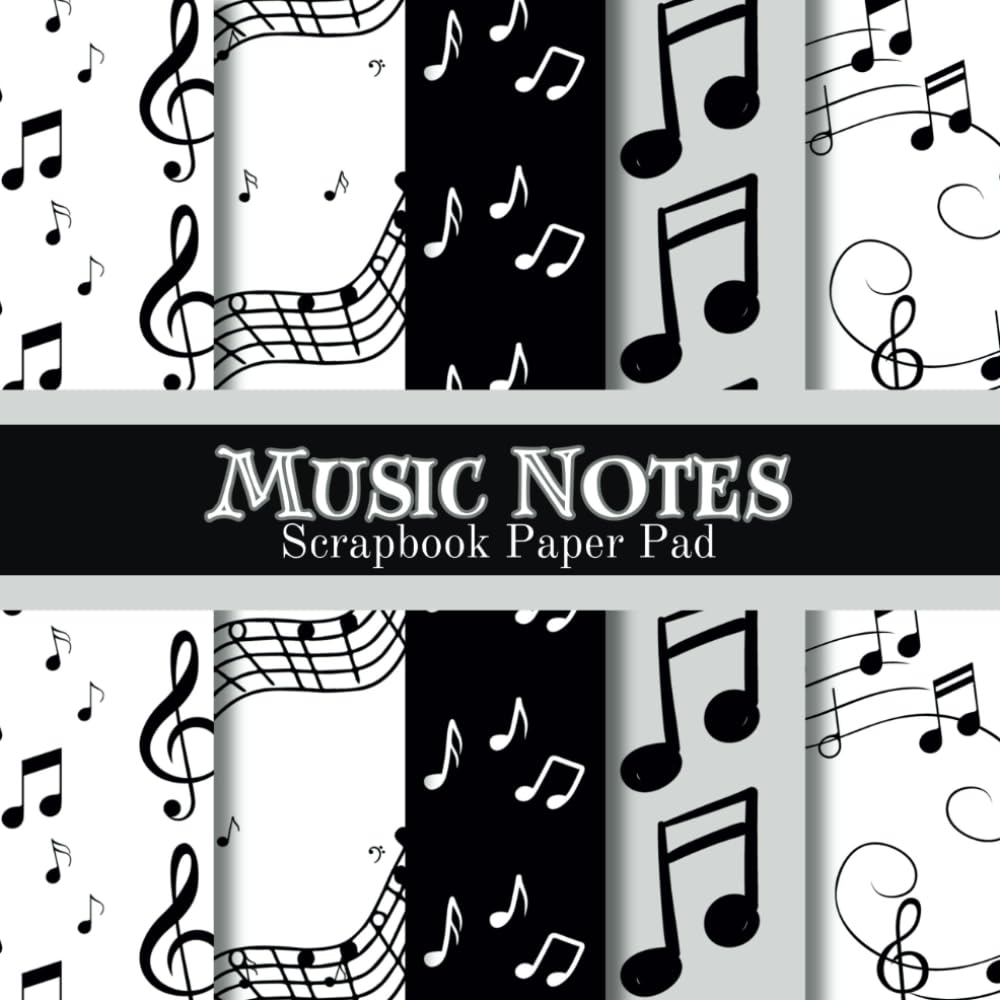 24 Sheets Musical Notes Scrapbook Paper Pad 12" X 12" Music Notes Pattern Paper Double-Sided Music Piano Patterned Decorative Craft Papers Musical Note Tissue Scrapbooking Supplies Papers Card Makin - View #7