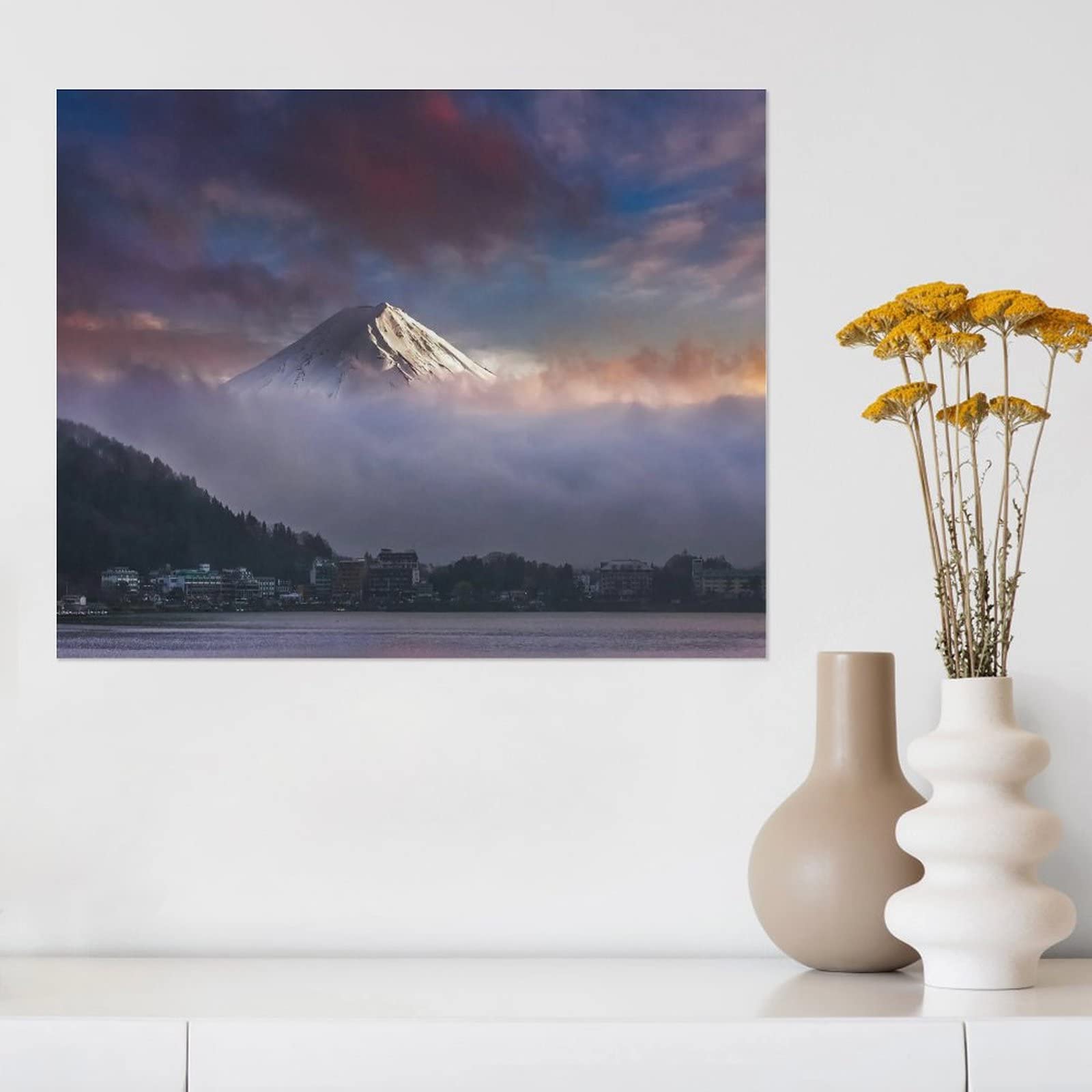 Amazon.co.jp: 絵画 カラフルな雲 富士山インテリア 絵画 リアルな風景 